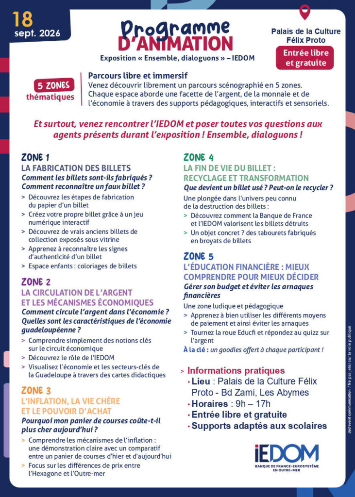 Programme d'animation - Exposition "Ensemble, dialoguons" - IEDOM